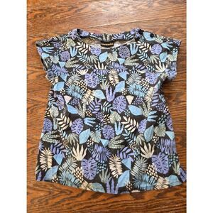 NOOWORKS Plant Life print short sleeve blouse sz Medium